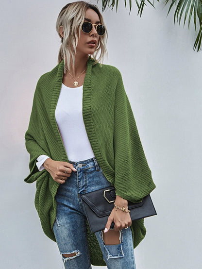 Weite Strickjacke Damen Oversized Wolle Fledermausärmel