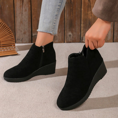 Damen Wedge-Stiefel Weiches Wildleder Schuhe