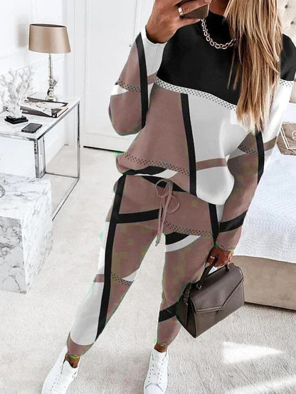 Damen Sportliche Lounge-Set Geometrisch Trendy