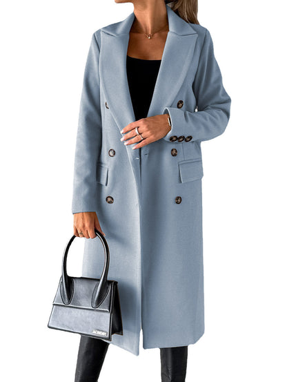 Damen Trenchcoat Klassisch Elegant Mit Taschen