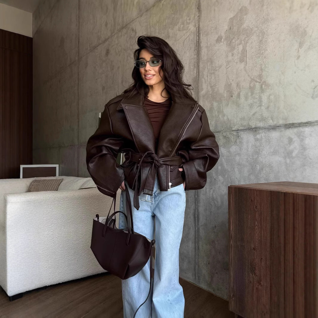 Damen Oversize Mantel mit Taillengürtel Elegant - IdealeKleiden