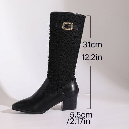 Damenschuhe Overknee Stiefel Elegant Strickmuster
