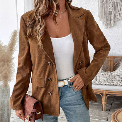 Herren Blazer Cord Doppelfächer Tailliert Modern