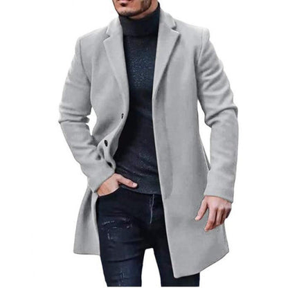 Herren Wollmantel Slim Fit Elegant Schwarz