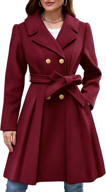 Damen Mantel Klassisch Elegante Wickeljacke