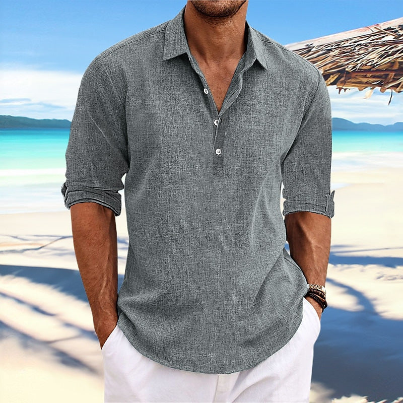 Herren Leinenhemd Bequem Sommer