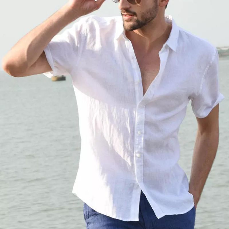 Herren Sommershirt Leinen Bequem Elegant - IdealeKleiden