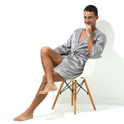 Herren Bademantel Soft Satin Qualität - IdealeKleiden