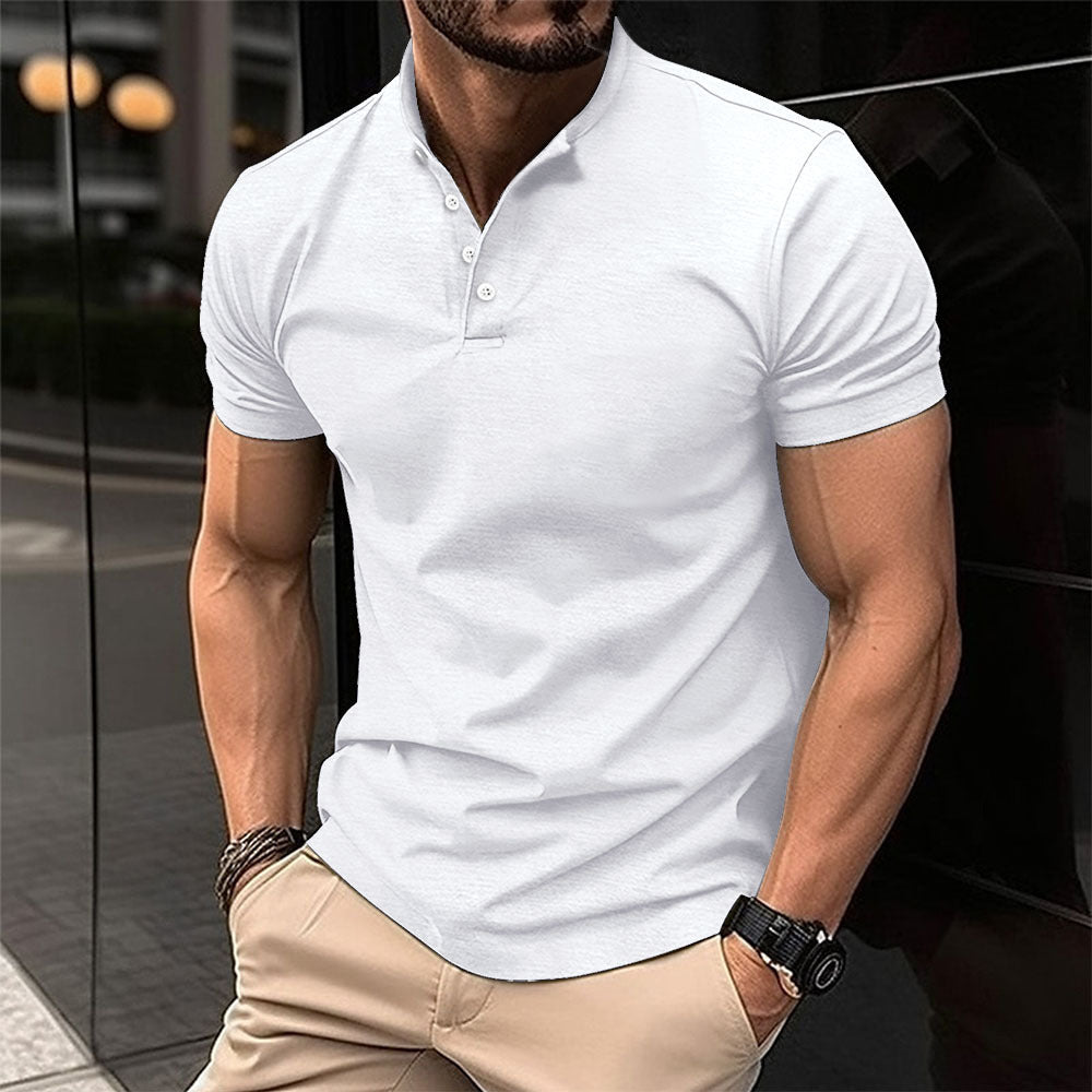 Herren Poloshirt Modern Stehkragen Leichtes Baumwollhemd
