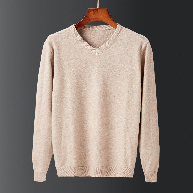 Herren Pullover V-Ausschnitt Feinwolle Eleganz