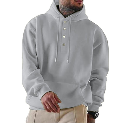 Herren Hoodie Kapuze Trendy Knopfverschluss Praktisch