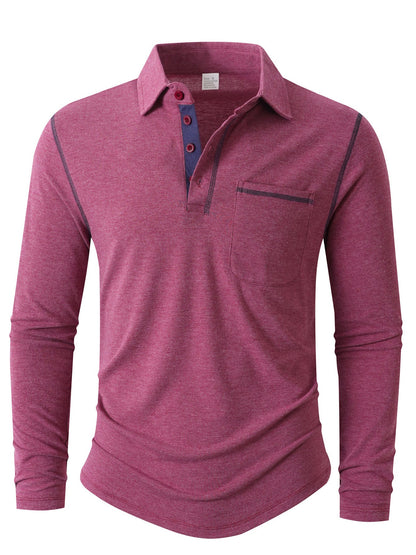 Herren Langarm Poloshirt Elegant Sportlich