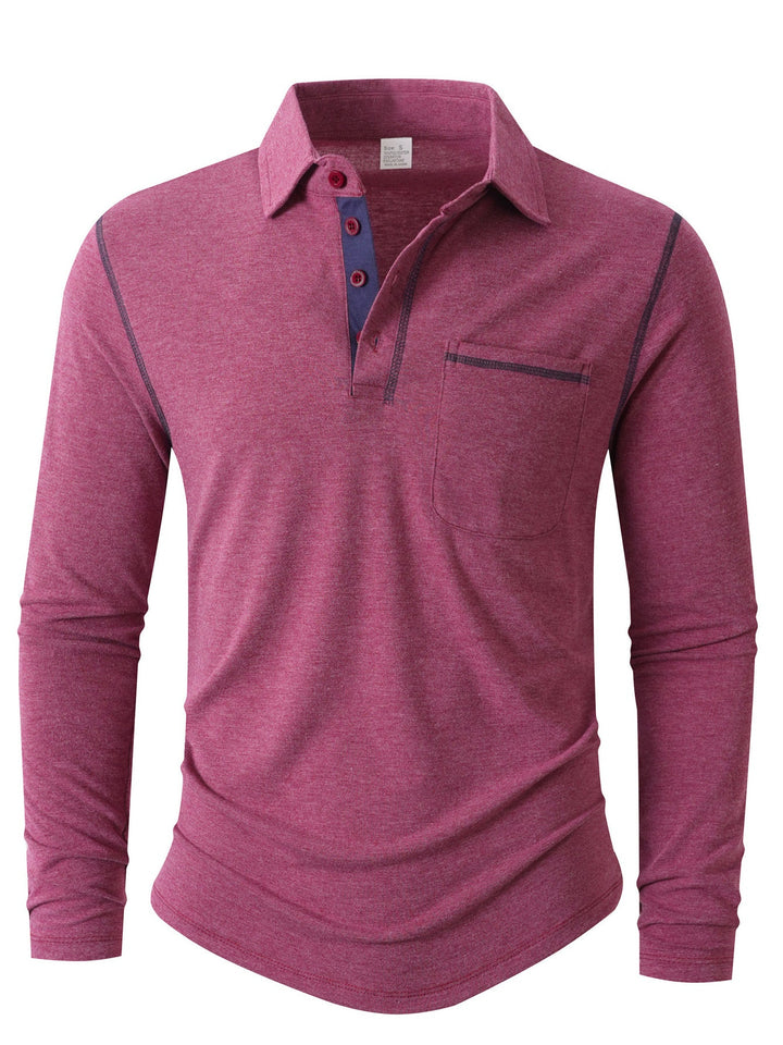 Herren Langarm Poloshirt Elegant Sportlich