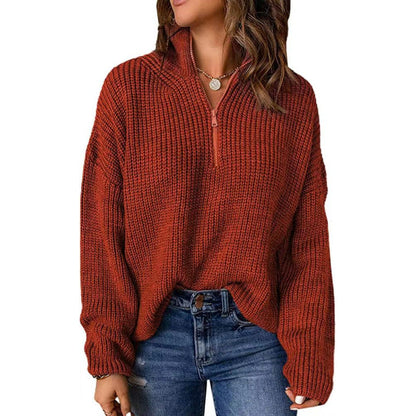 Damen Pullover Kurz Reißverschluss Elegant