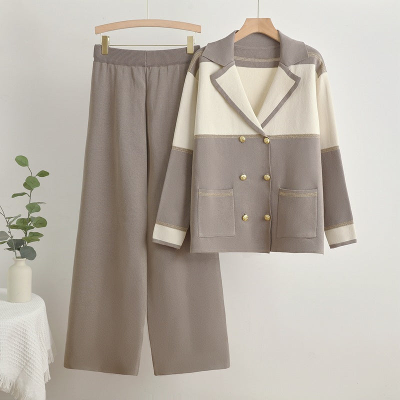 Damen Freizeitanzug-Set Elegant mit Doppelknopf