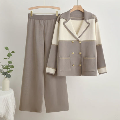 Damen Freizeitanzug-Set Elegant mit Doppelknopf