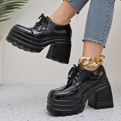 Damen Plateau-Schuhe Robust Glänzend