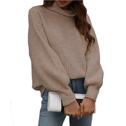 Damen Pullover Weit Rollkragen Trendy Oversized