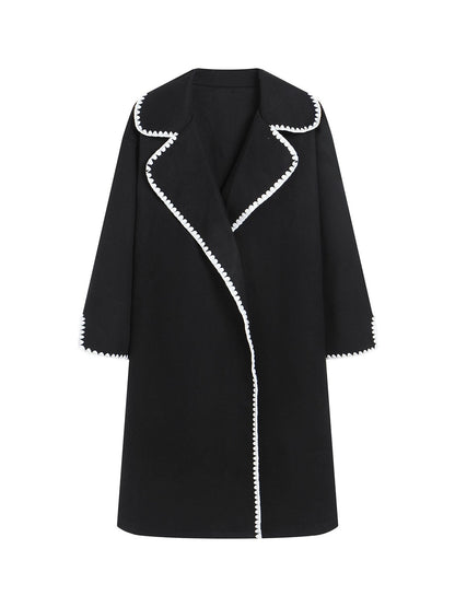 Windbreaker Wolllook Große Größen Offener Kragen Bestickt