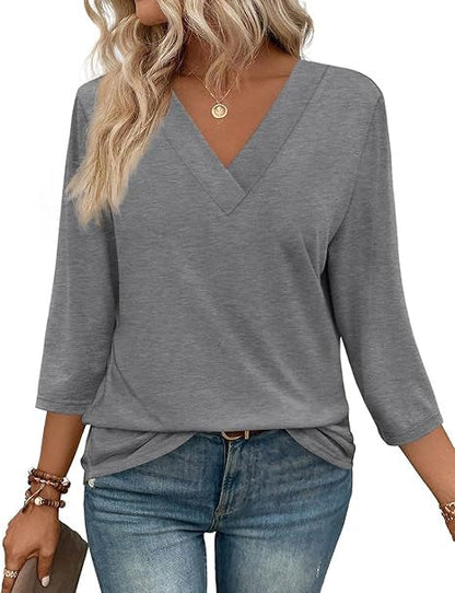 Damen Oberteil V-Ausschnitt Elegante Bluse
