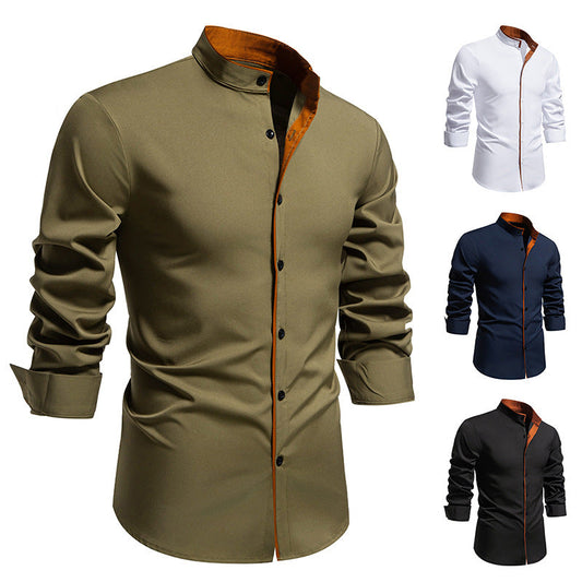 Herren Hemd Elegant Modern Stehkragen - IdealeKleiden