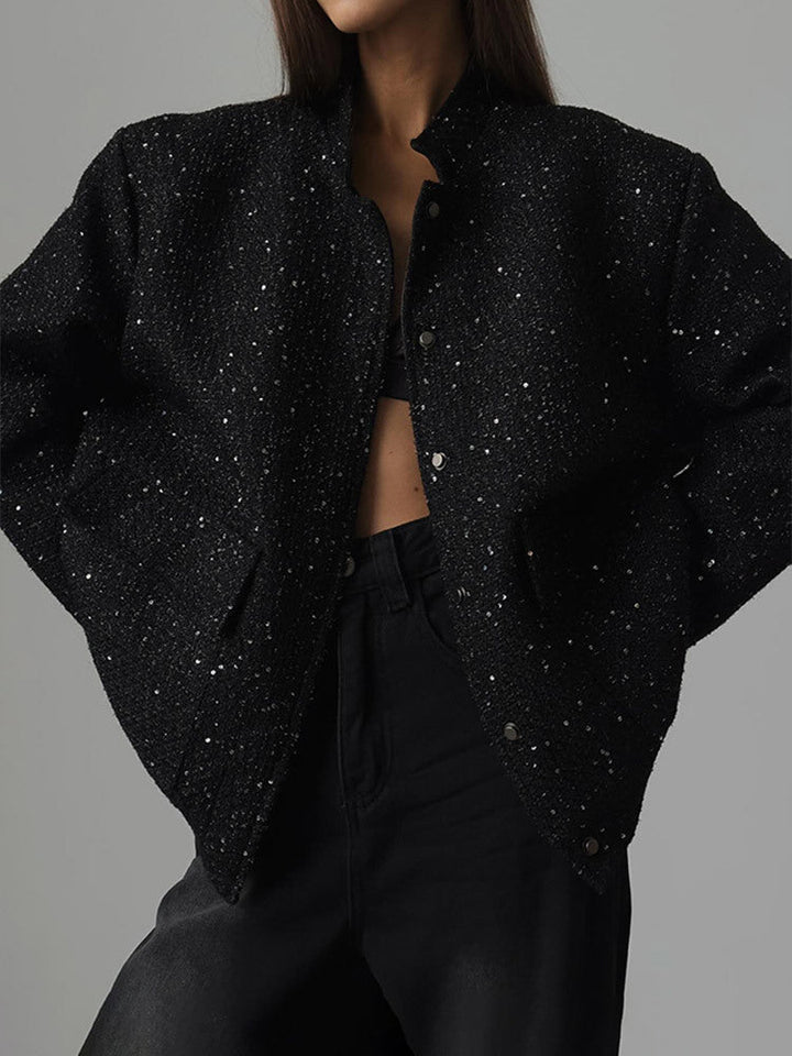 Glamouröse Damenjacke Oversized Glitzer Effekt