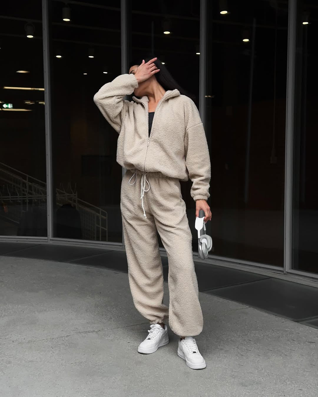 Damen Jogginganzug Set Kapuze Elastisch Gemütlich