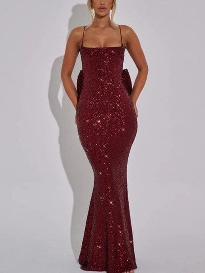 Damen Abendkleid Glitter Elegant Spitze
