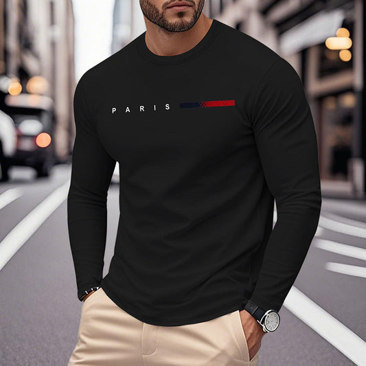 Herren T-Shirt Langarm Modern Paris Design - IdealeKleiden