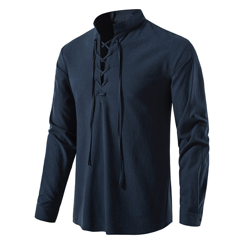 Herren Langarmshirt Lässig Schnüren