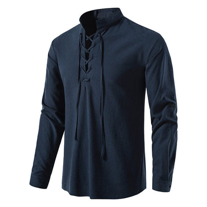 Herren Langarmshirt Lässig Schnüren