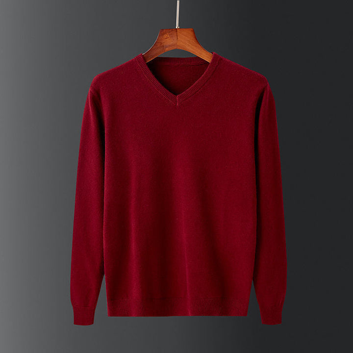 Herren Pullover V-Ausschnitt Feinwolle Eleganz