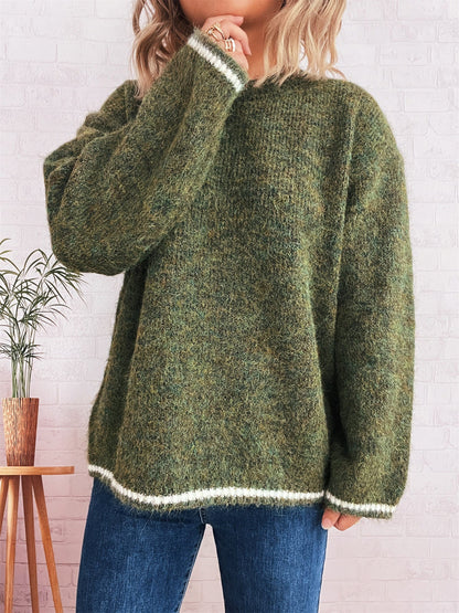 Damen Pullover Lässig Blockfarben Bequem