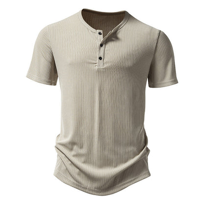 Herren Kurzarm-Shirt Modern Strukturiert Knopf-Details