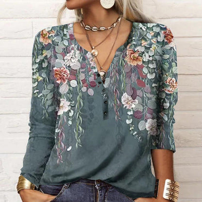 Damen Casual-Shirt Langarm Muster Trendy