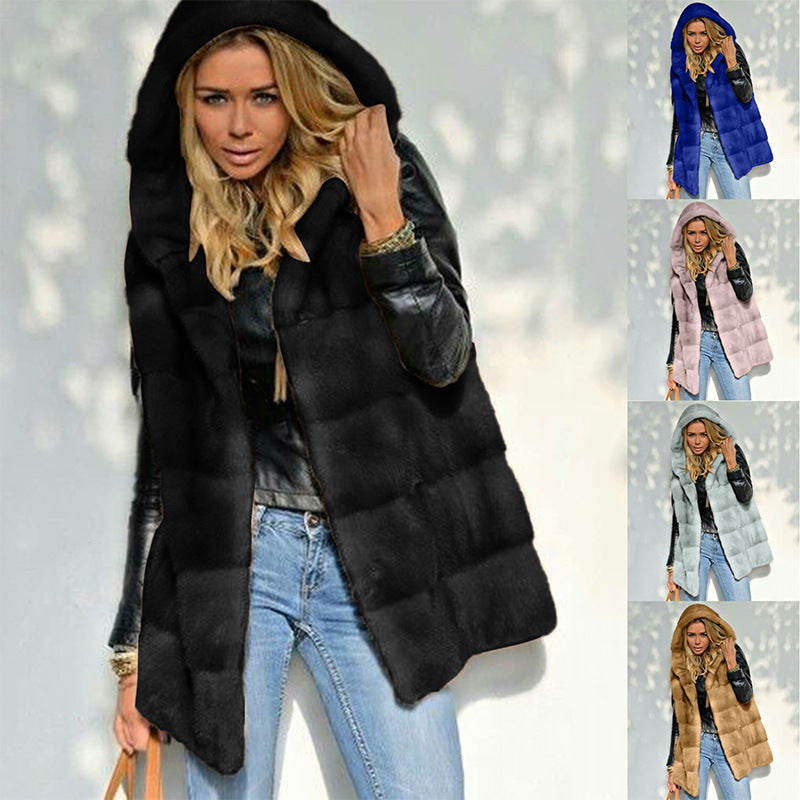 Damen Fleece-Jacke Mit Kapuze Warm Und Bequem - IdealeKleiden