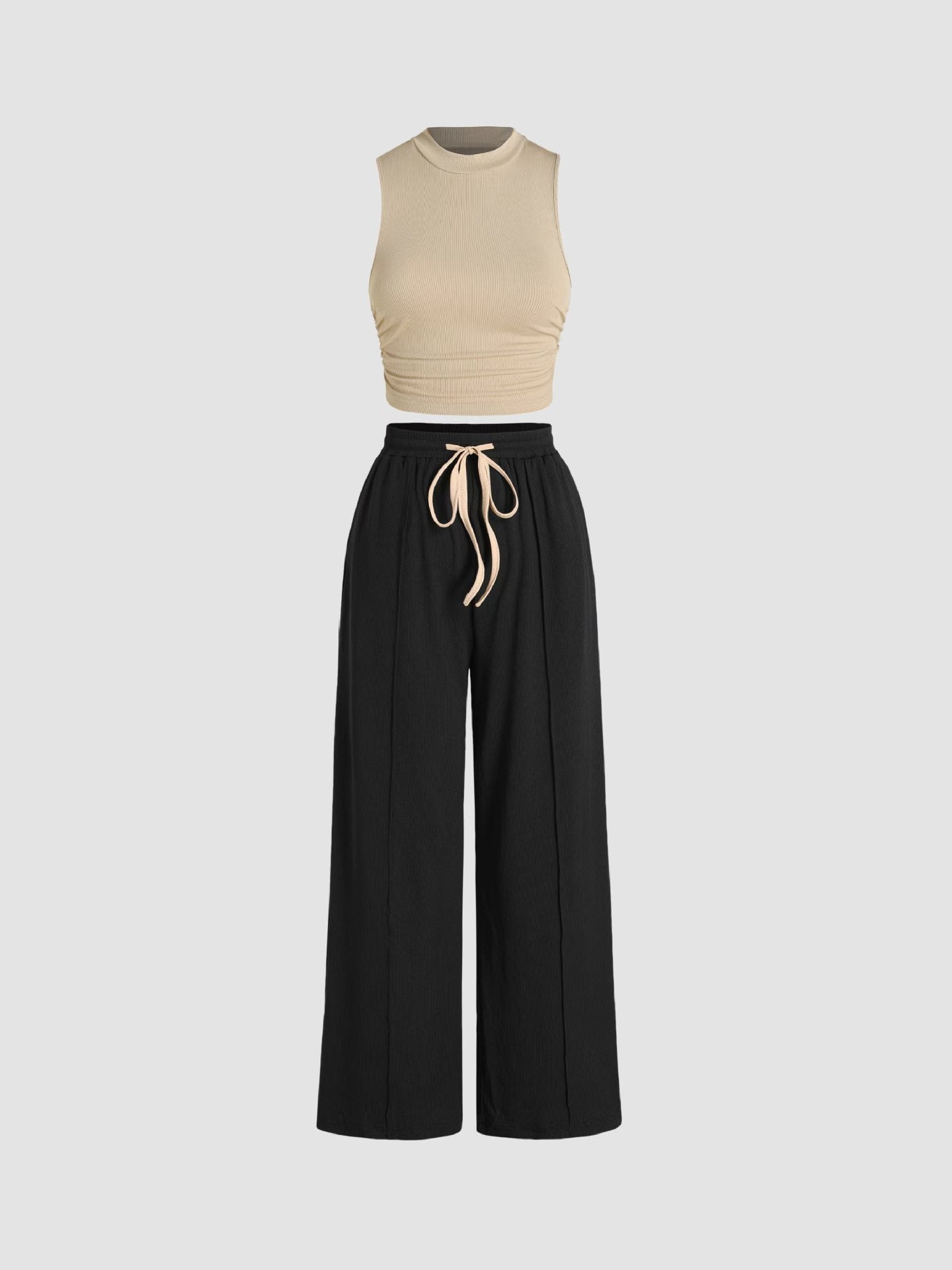 Damen Casual-Outfit: Weite Hose und Bequemes Top Set