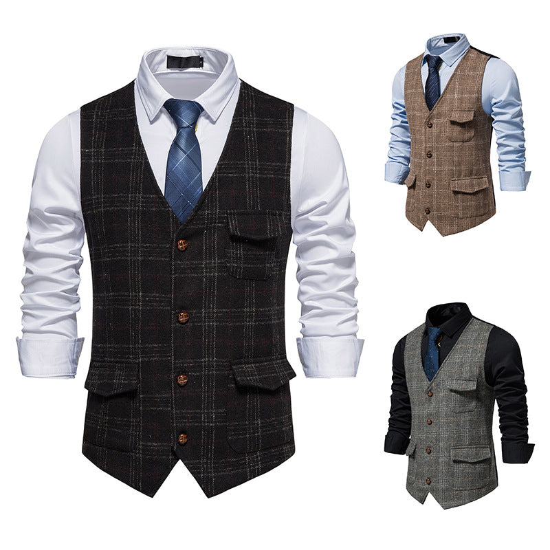 Herren Weste Elegant Karo Muster Praktisch