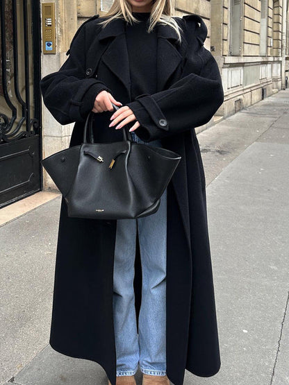 Damen Wintermantel Oversize Elegant mit Taschen
