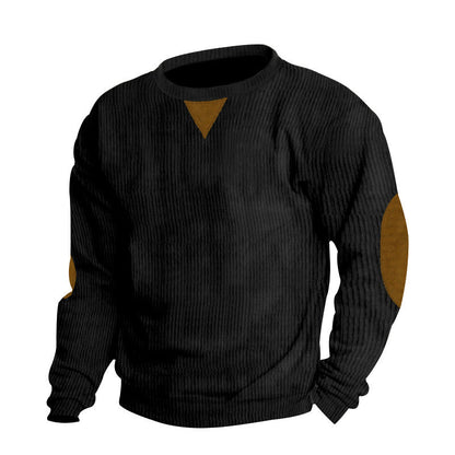 Herren Pullover Modern Strick Design Ellenbogen Patches