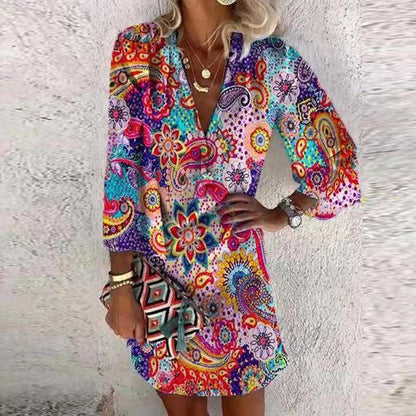 Damen Sommerkleid Paisley Muster Elegant - IdealeKleiden