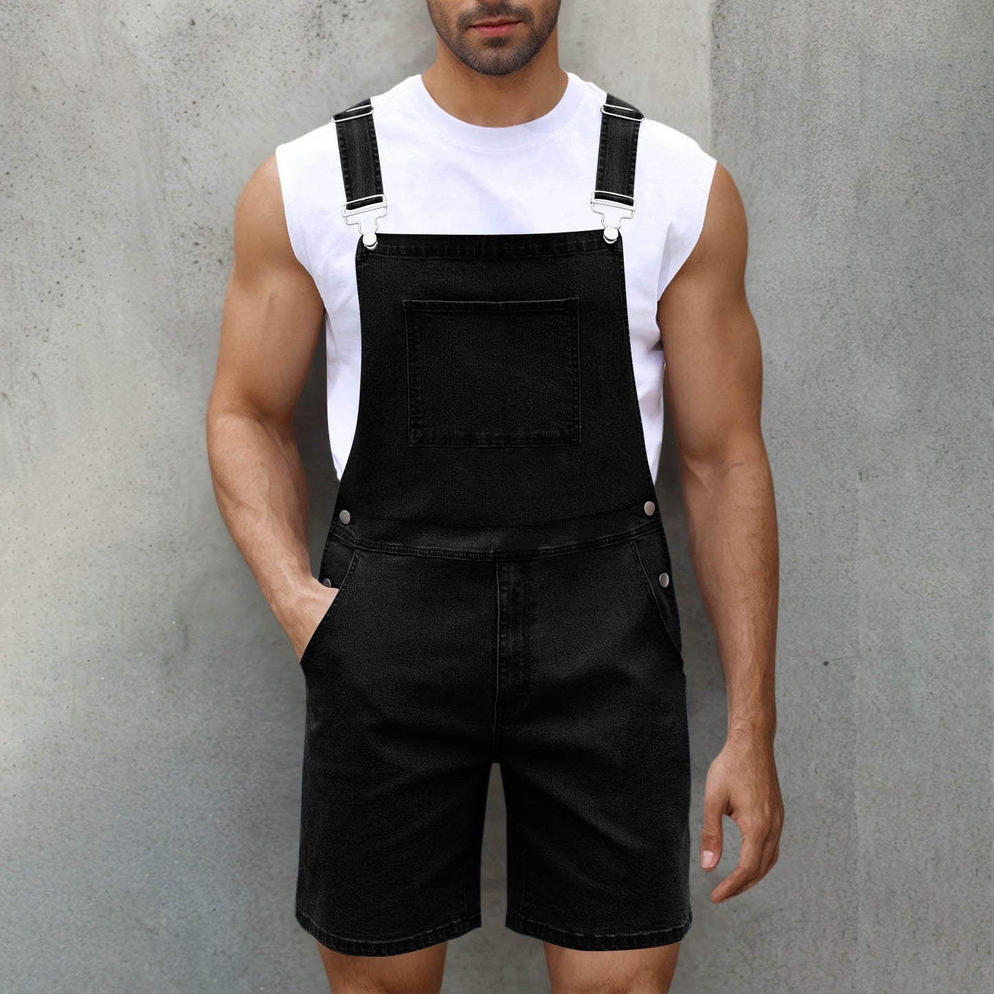 Herren Latzhose Denim Bequem Mit Taschen