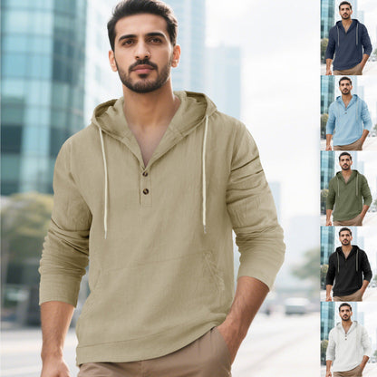 Herren Kapuzenpullover Mit Taschen Und Knöpfen - IdealeKleiden