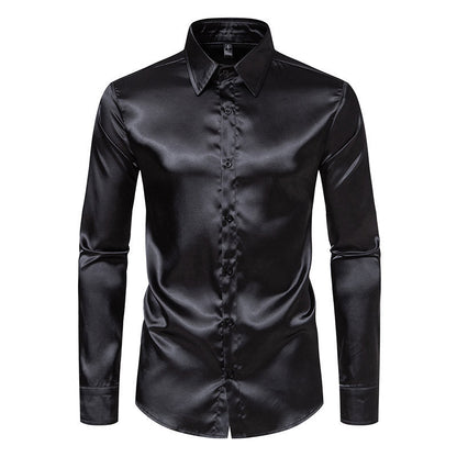 Herren Hemd Satin Glanz Elegant Knöpfe