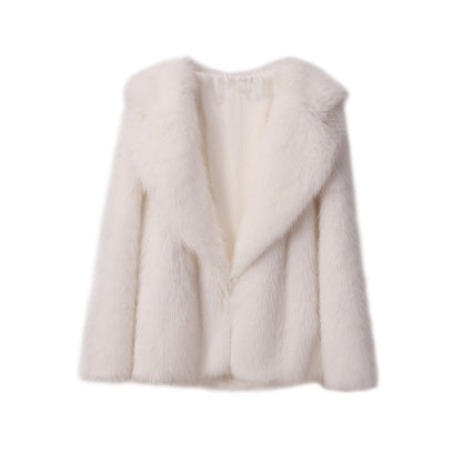 Damen Kunstpelz-Jacke Elegant Weich Schnitt