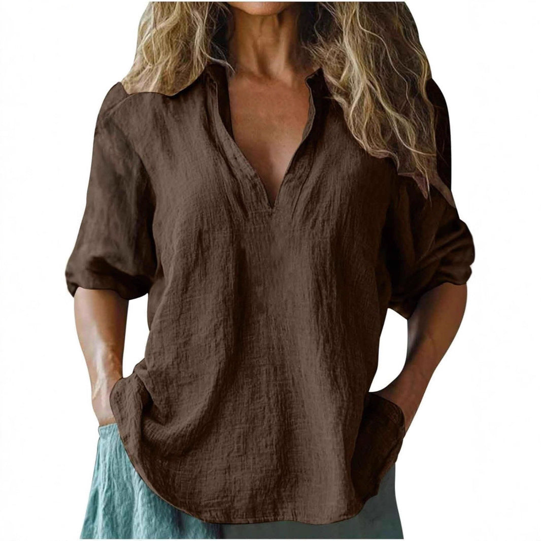 Damen Leinenbluse Sommerleich leicht
