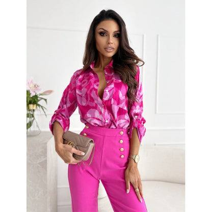 Damen Seidenbluse Elegant Bedruckt