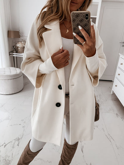Damen Oversized Wollmantel Großzügig Stylish