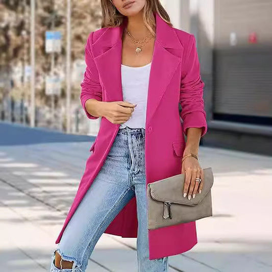 Damen Oversized Blazer Elegant Lang - IdealeKleiden