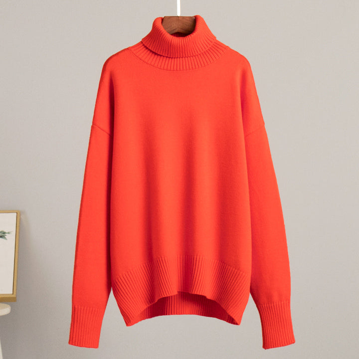Damen Strickpullover Bequem Warm Rippborte